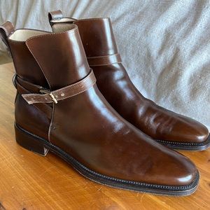 Salvatore Ferragamo Brown Leather Buckle Boots